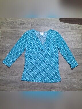 Josephine Blue Printed V-Neck Top